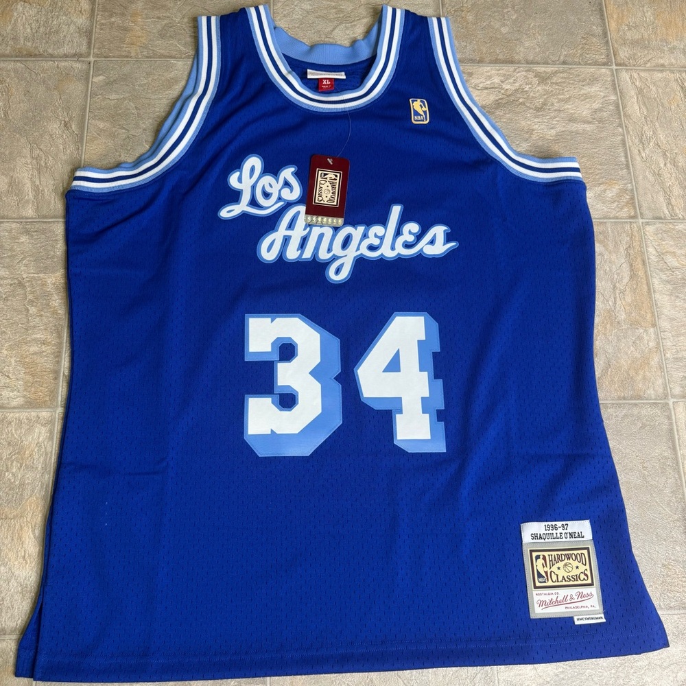 Los Angeles Lakers Mitchell And Ness Jersey Mens Size XLarge Blue #34 Shaq